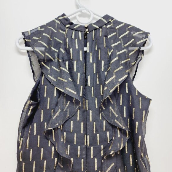 WorthingtoMid Dress Womens Sleeveless Black Metallic Ruffle Size 6 - Picture 7 of 14